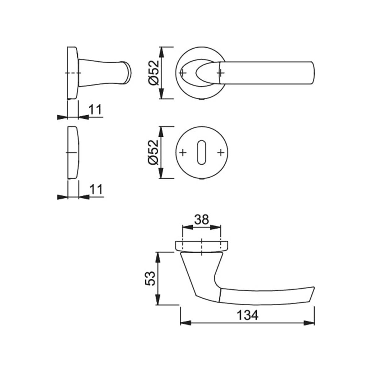 Maniglia Hoppe Bruxelles rosetta e bocchetta tonde d. 52 mm
