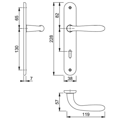 Maniglia Hoppe Santiago con placca interasse 90 mm