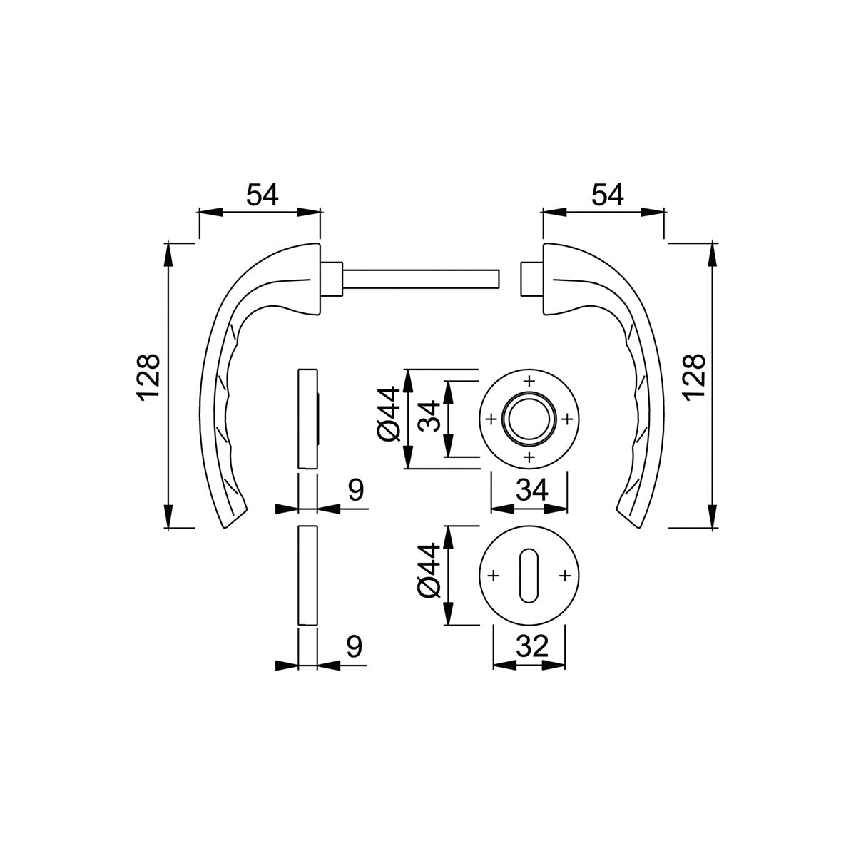 Maniglia Hoppe Tokyo rosetta e bocchetta tonde diametro 44 mm