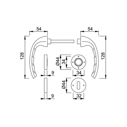 Maniglia Hoppe Tokyo rosetta e bocchetta tonde diametro 44 mm