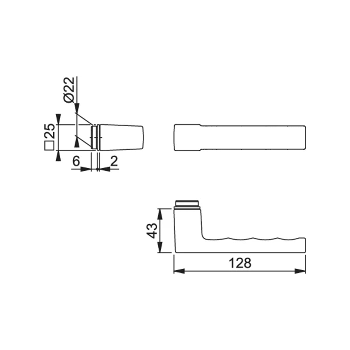 Maniglia Hoppe Toulon mini-rosetta quadra 25x25 mm
