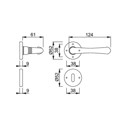 Maniglia Hoppe Lisboa rosetta e bocchetta tonde d. 52 mm