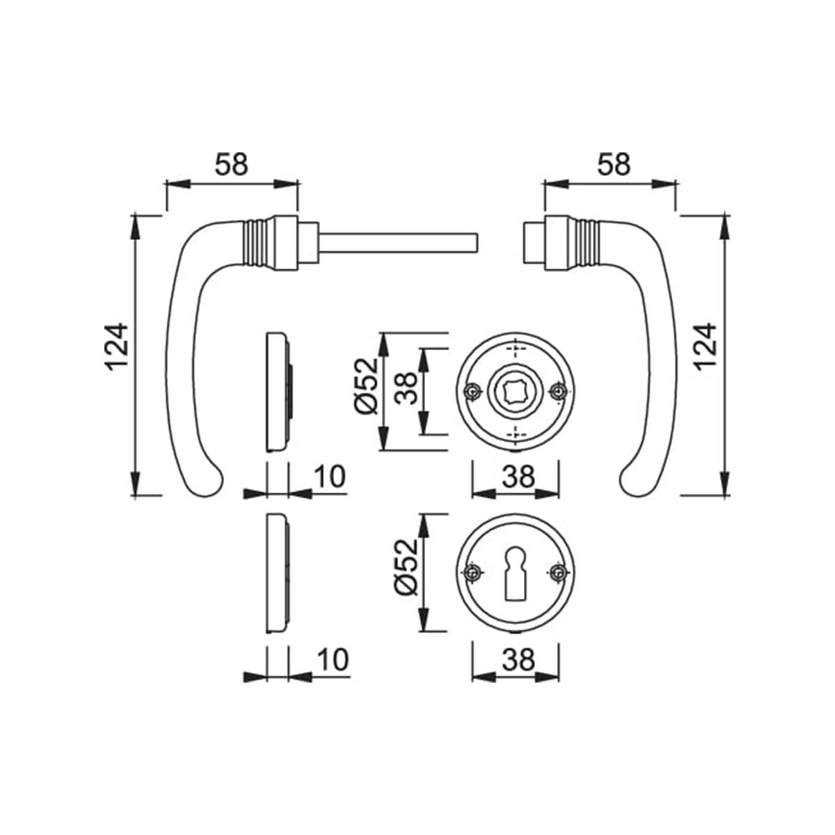 Maniglia Hoppe Lisboa rosetta e bocchetta tonde d. 52 mm