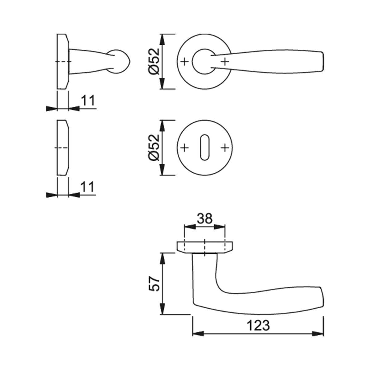 Maniglia Hoppe Vitoria rosetta e bocchetta tonde diametro 52 mm