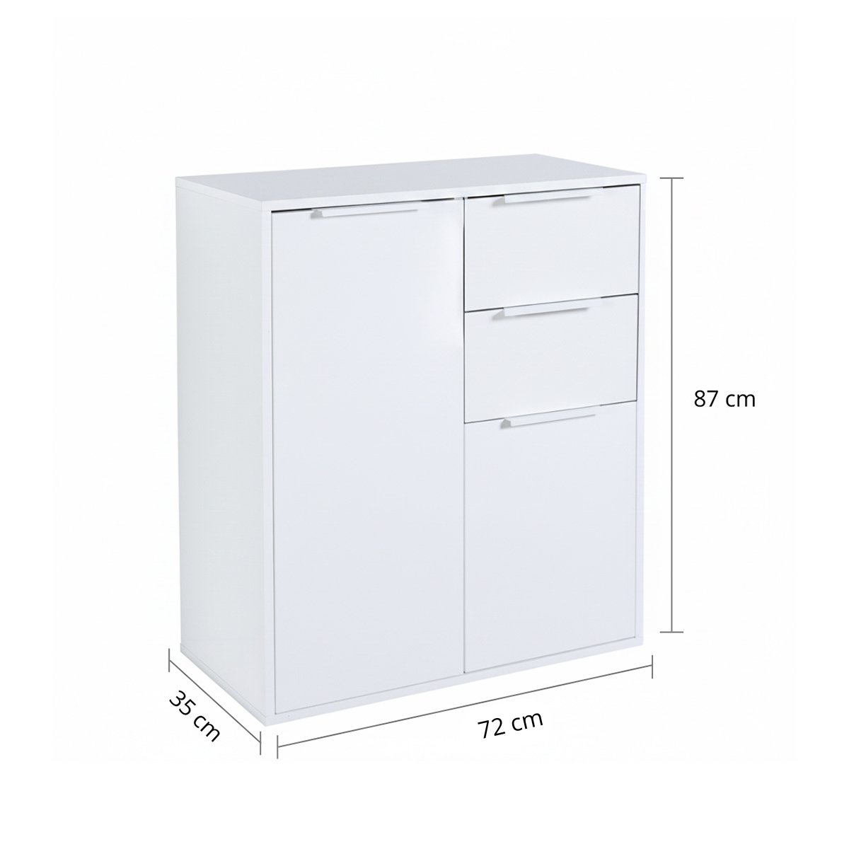 Mobile multiuso 72x87h cm bianco laccato con 2 ante e 2 cassetti