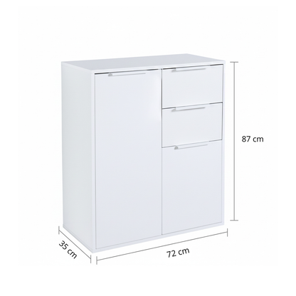 Mobile multiuso 72x87h cm bianco laccato con 2 ante e 2 cassetti