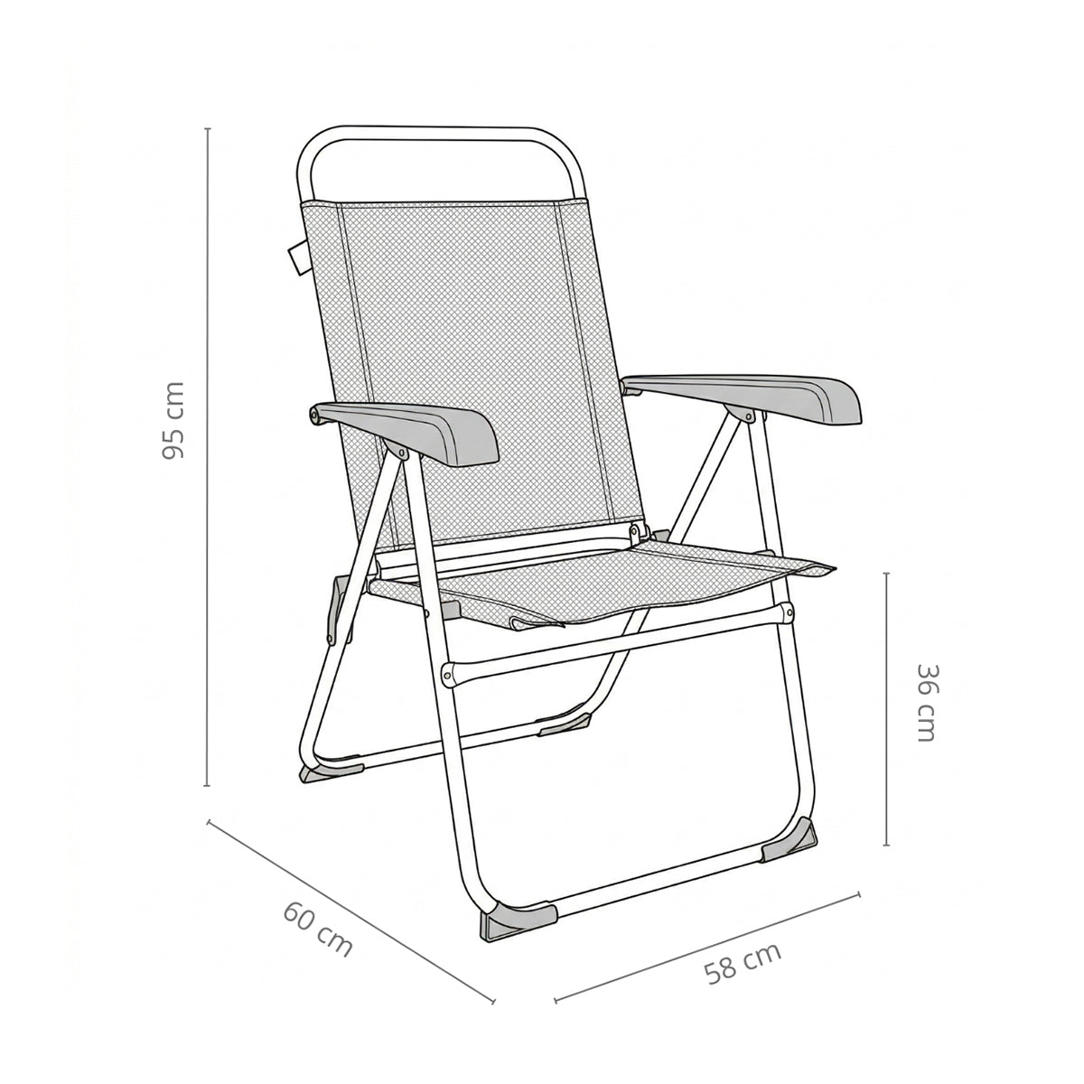 Sdraio da mare blu con supporto 58x60x36-95 cm