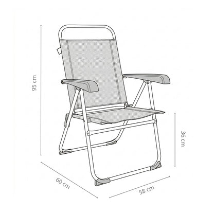 Sdraio da mare blu con supporto 58x60x36-95 cm