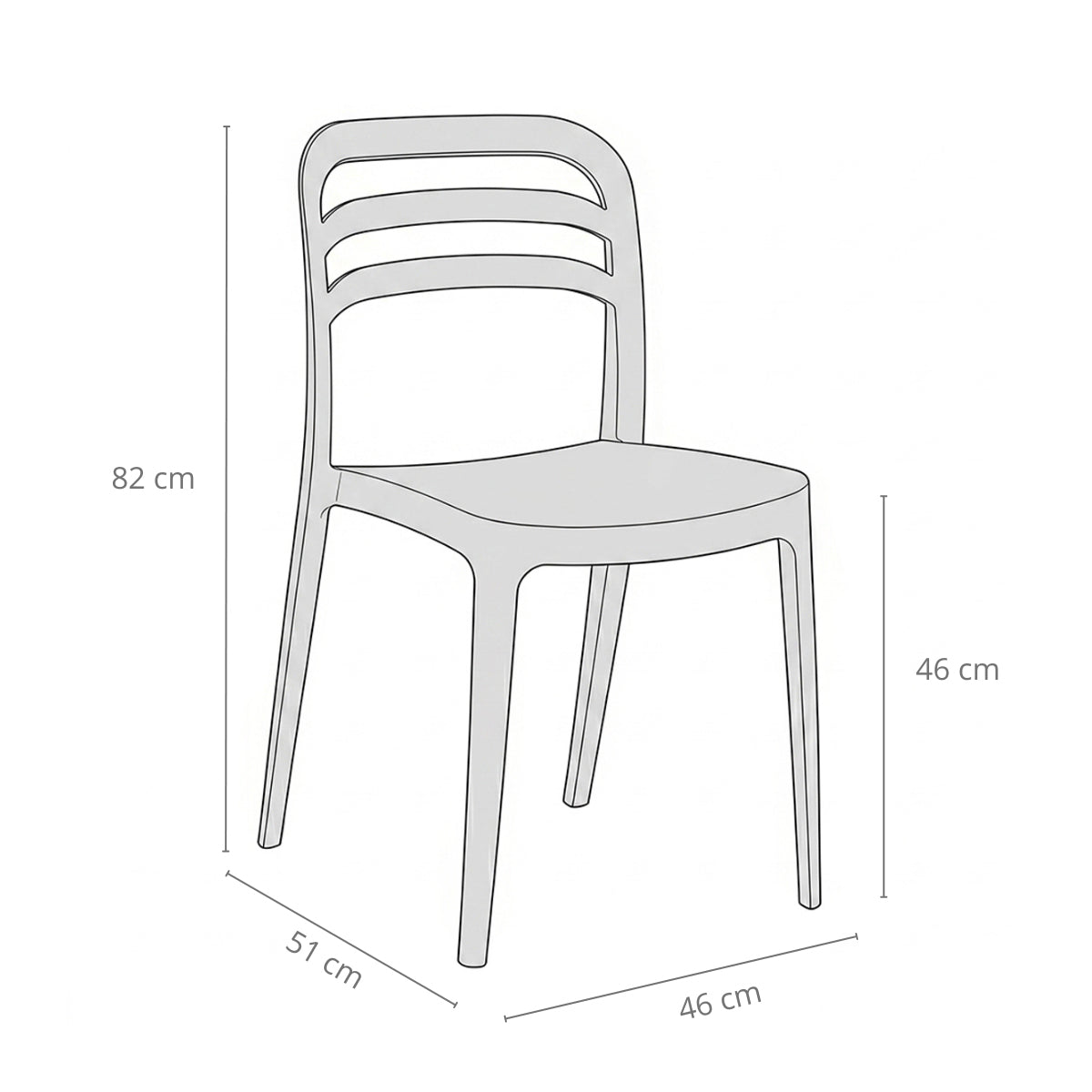 Sedia in polipropilene impilabile da esterno 46x82x51 cm