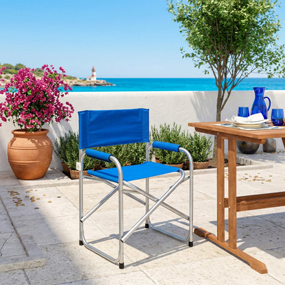 Sedia mare pieghevole regista alluminio blu leggera con braccioli