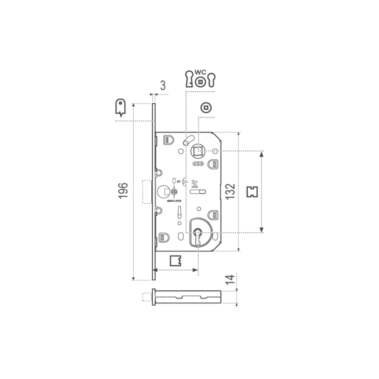 Serratura AGB Polaris 2XT magnetica entrata 50 frontale 18x196