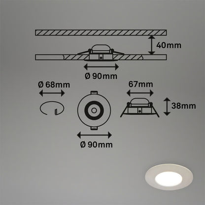 Set 3 faretti LED da incasso CTS luce selezionabile 4,9W 580lm