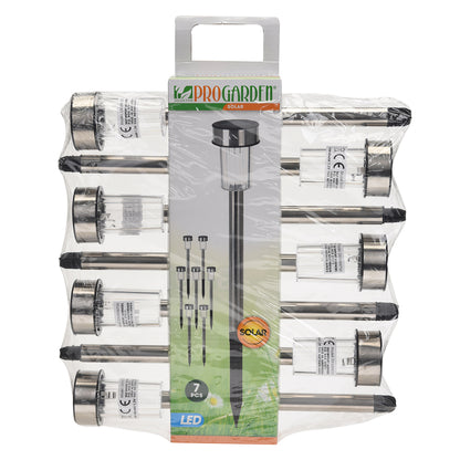 Set 7 lampade solari da esterno acciaio inox 36 cm