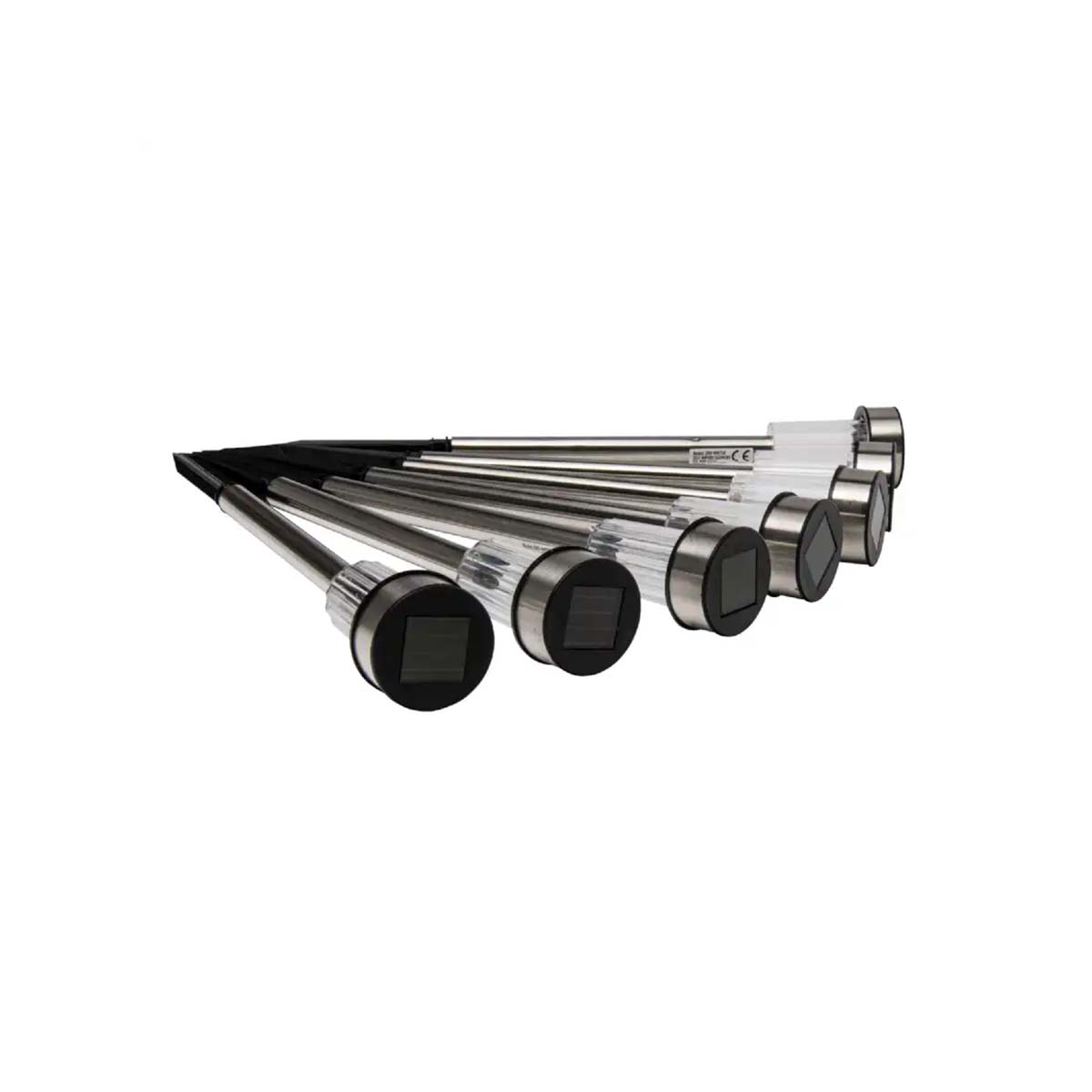 Set 7 lampade solari da giardino in acciaio inox altezza 36 cm