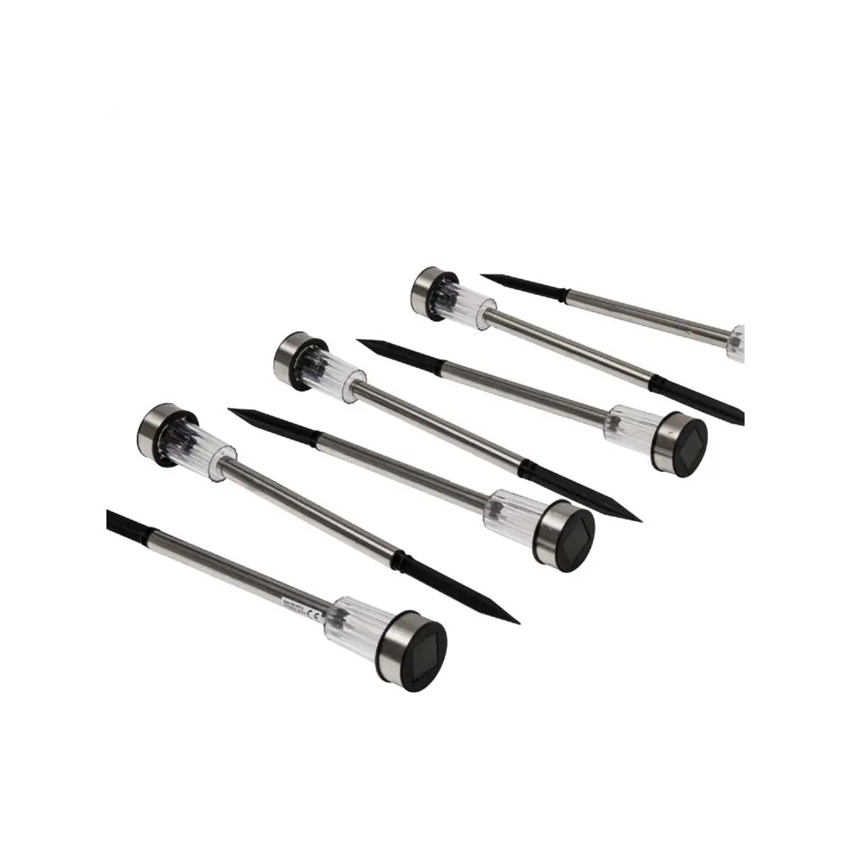 Set 7 lampade solari da giardino in acciaio inox altezza 36 cm