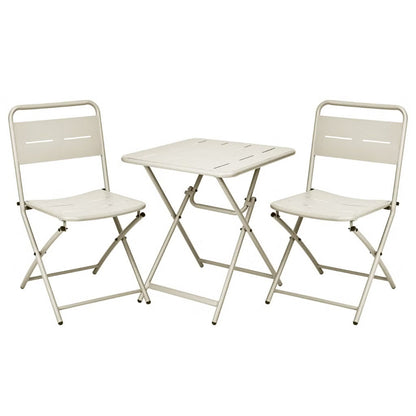 Set Bistrot in metallo beige pieghevole salvaspazio tavolino e 2 sedie