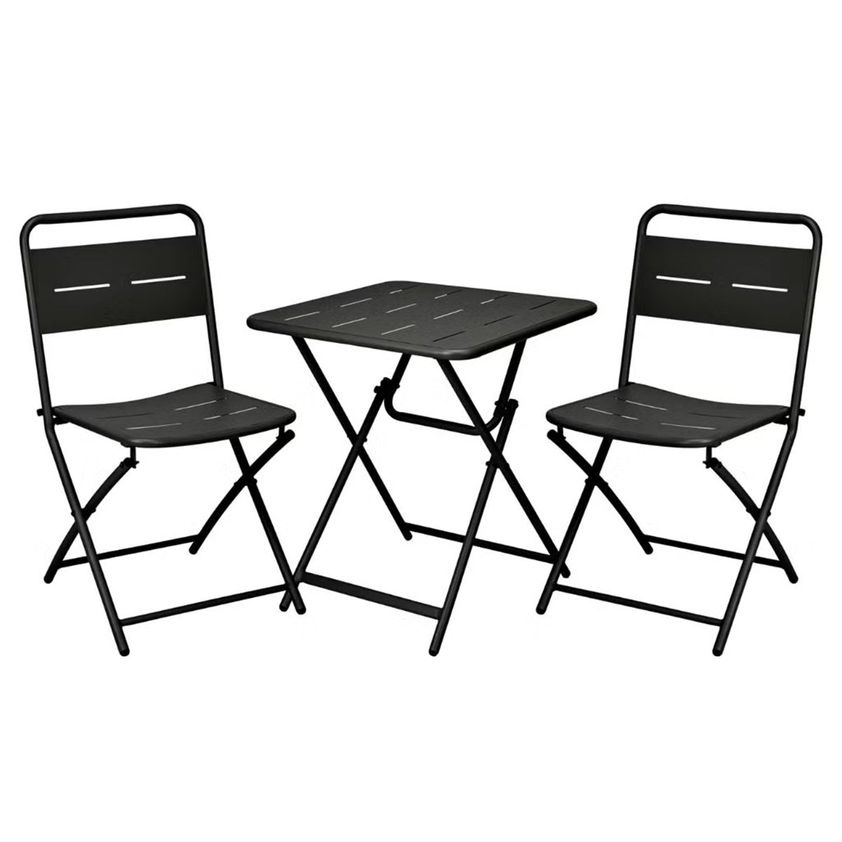 Set Bistrot in metallo nero pieghevole salvaspazio tavolino e 2 sedie