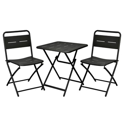 Set Bistrot in metallo nero pieghevole salvaspazio tavolino e 2 sedie