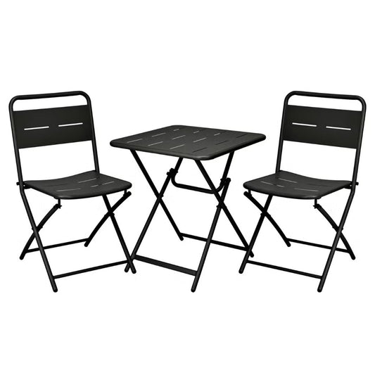 Set Bistrot in metallo nero pieghevole salvaspazio tavolino e 2 sedie