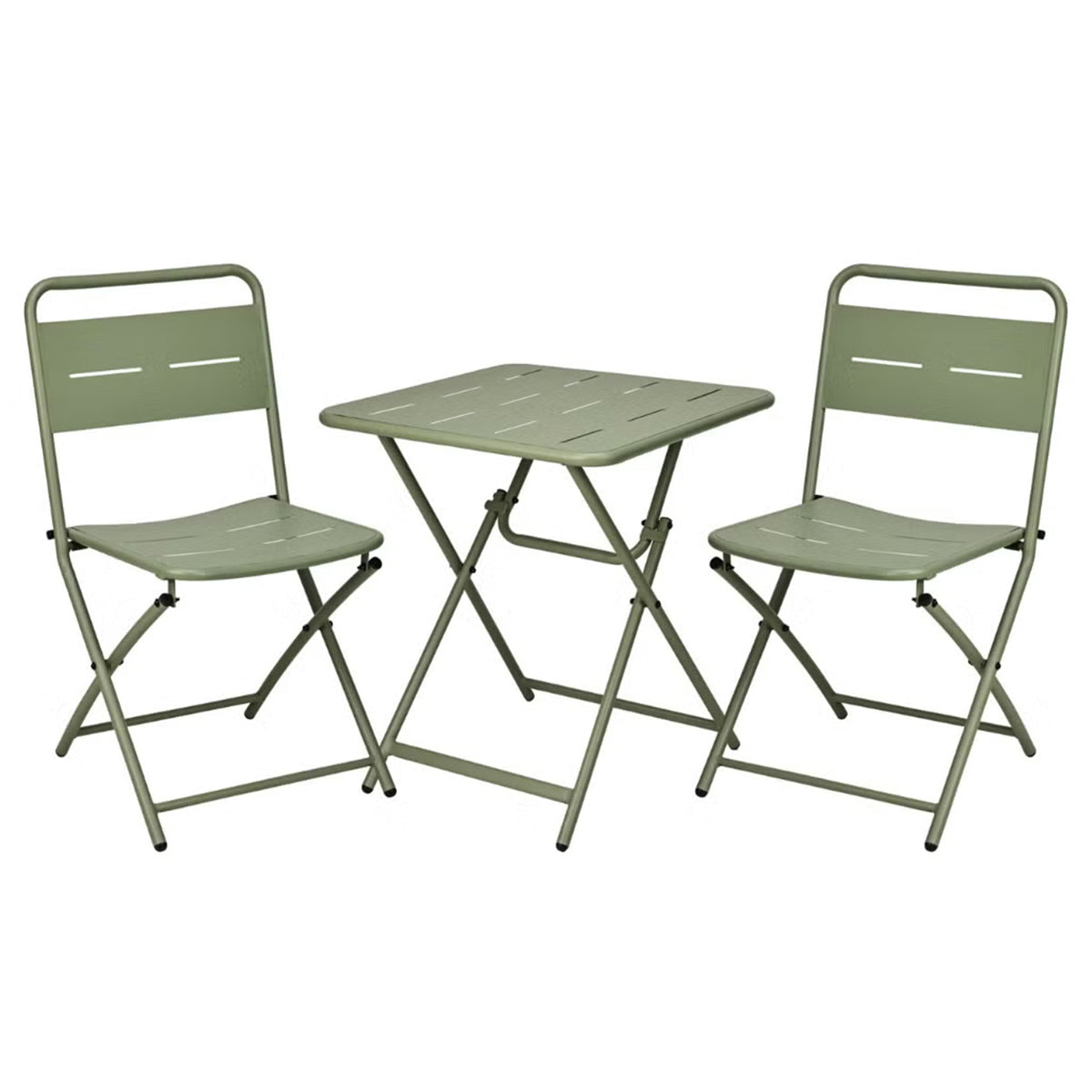 Set Bistrot in metallo verde pieghevole salvaspazio tavolino e 2 sedie