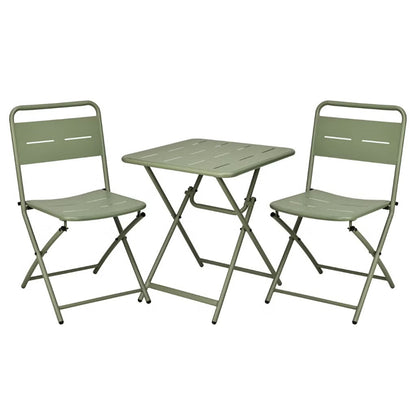 Set Bistrot in metallo verde pieghevole salvaspazio tavolino e 2 sedie