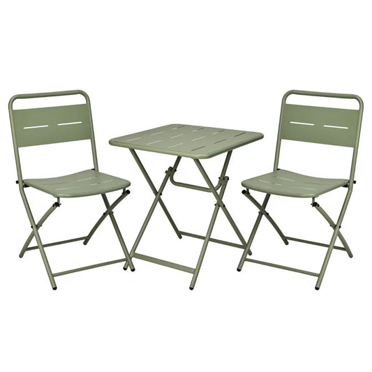 Set Bistrot in metallo verde pieghevole salvaspazio tavolino e 2 sedie