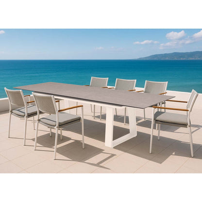 Set in alluminio tavolo e 6 sedie grigio e bianco Malaga