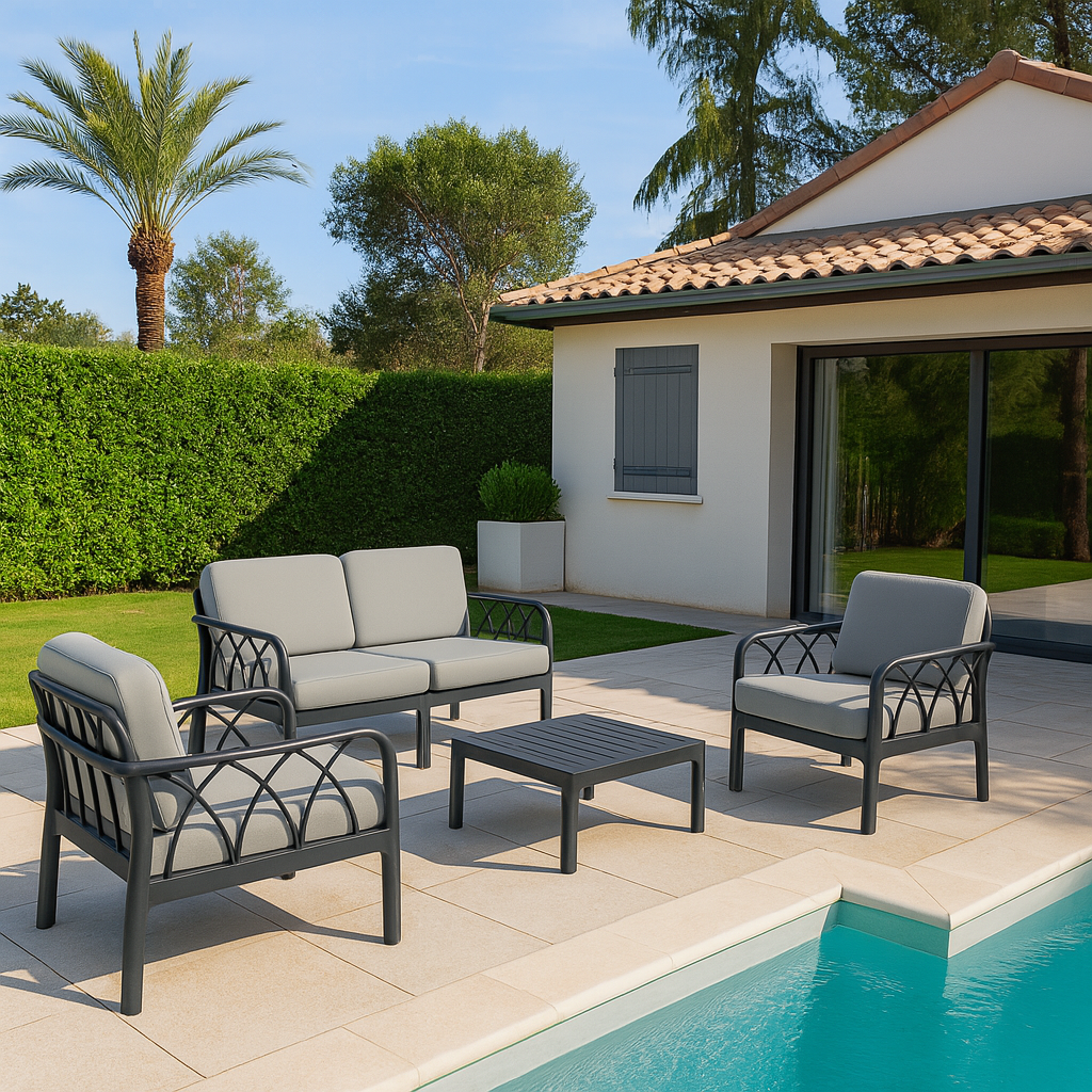 Set da esterno 2 poltrone divano e tavolino Garda