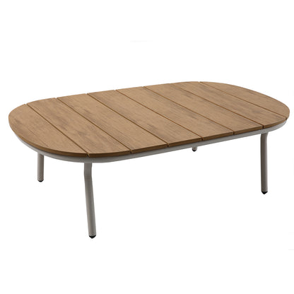 Set da giardino Amalfi in alluminio beige con divano 3 posti due poltrone e due tavolini