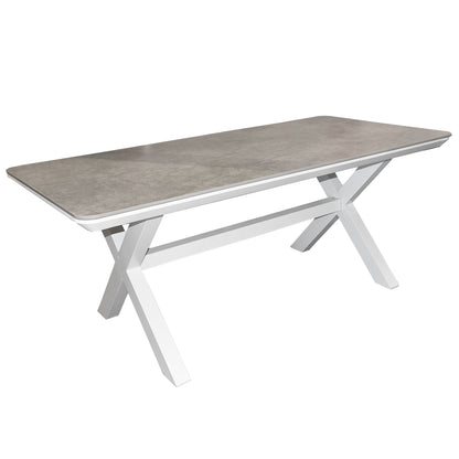 Set da giardino con tavolo e quattro sedie bianco e grigio Malibu