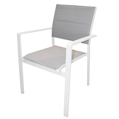 Set da giardino con tavolo e quattro sedie bianco e grigio Malibu