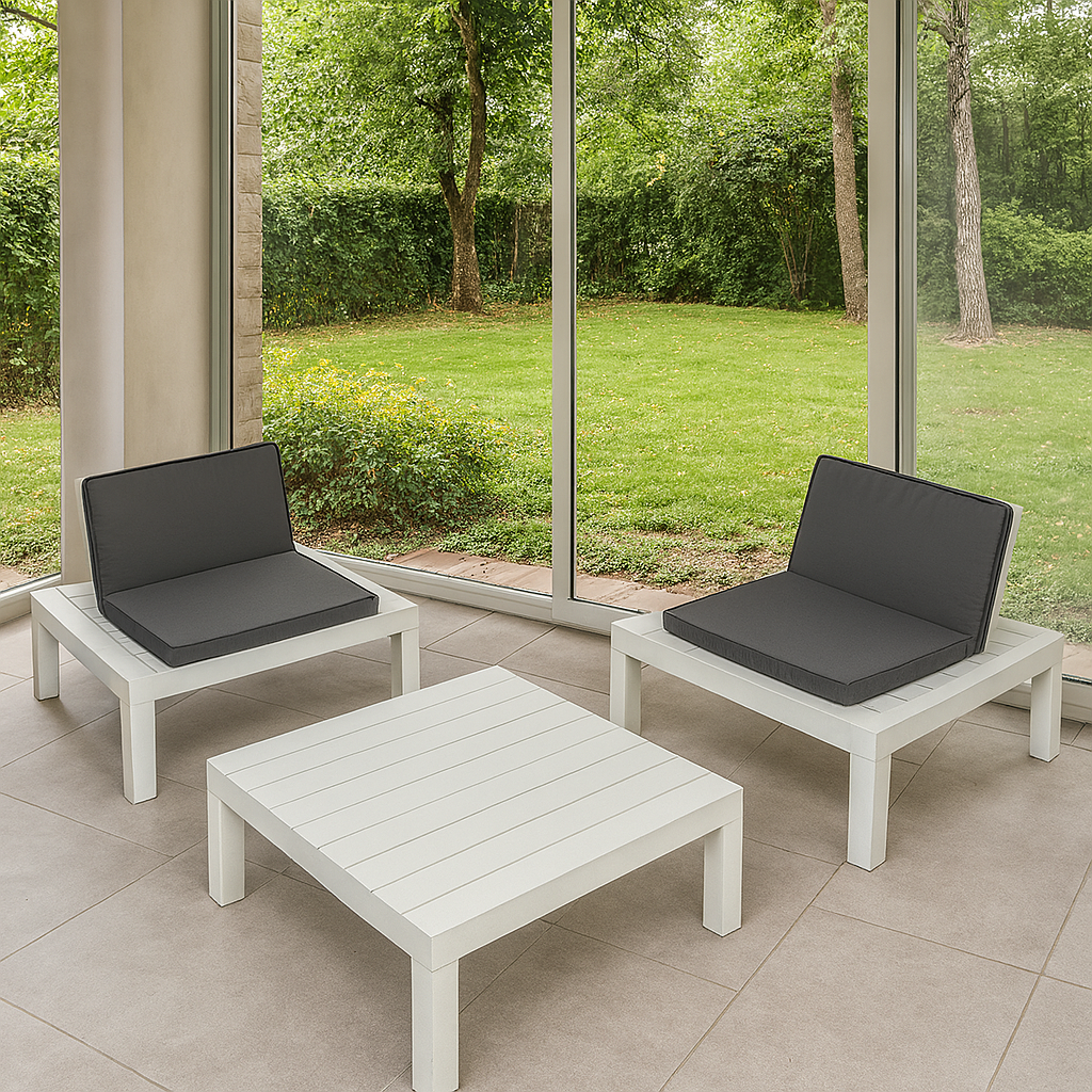 Set da giardino due poltrone e un tavolino basso effetto dogato Ipae Progarden Makarena