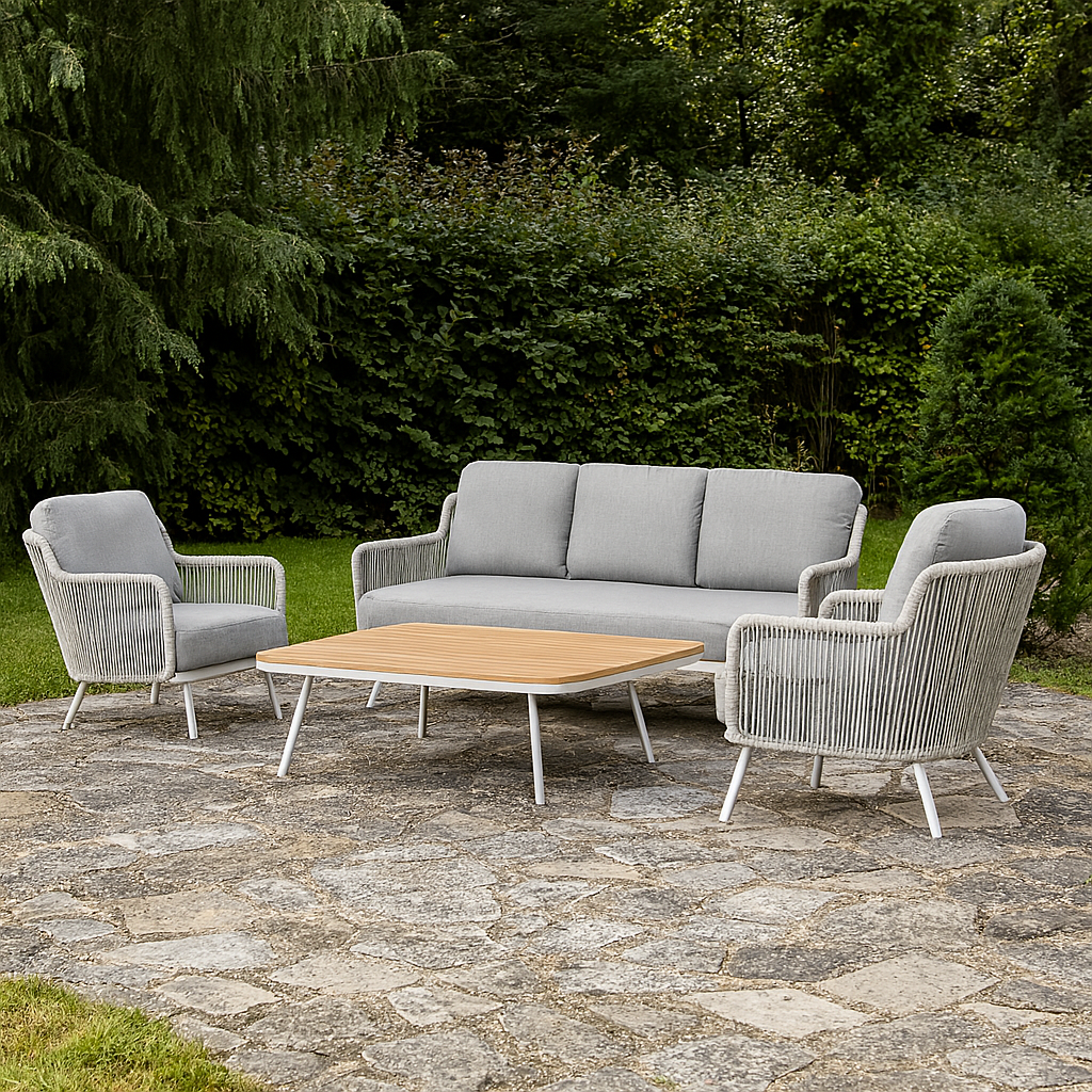 Set da giardino in alluminio 4 pezzi con cuscini grigio Antigua
