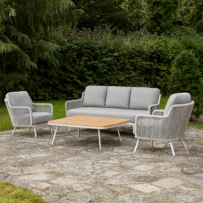 Set da giardino in alluminio 4 pezzi con cuscini grigio Antigua