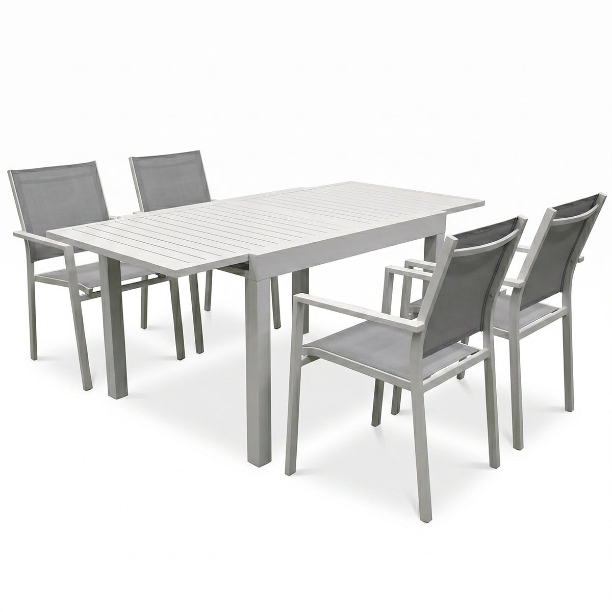 Set da giardino in alluminio tavolo allungabile e 4 sedie Ios