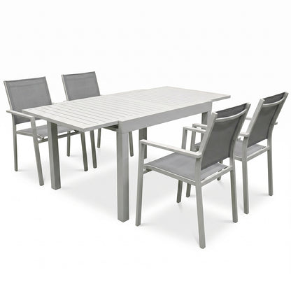 Set da giardino in alluminio tavolo allungabile e 4 sedie Ios