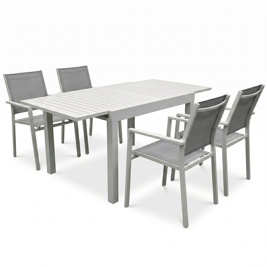 Set da giardino in alluminio tavolo allungabile e 4 sedie Ios