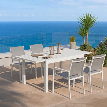Set da giardino in alluminio tavolo allungabile e 4 sedie Ios
