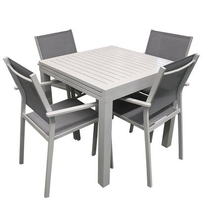Set da giardino in alluminio tavolo allungabile e 4 sedie Ios