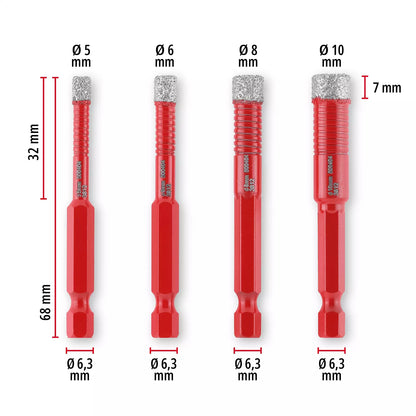 Set XS-Case 4 pz frese a tazza diamantate Einhell