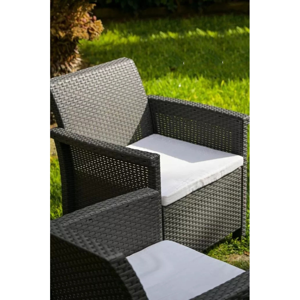 Set da giardino effetto rattan 2 poltrone divano e tavolino Dolcefarniente