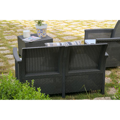 Set da giardino effetto rattan 2 poltrone divano e tavolino Dolcefarniente