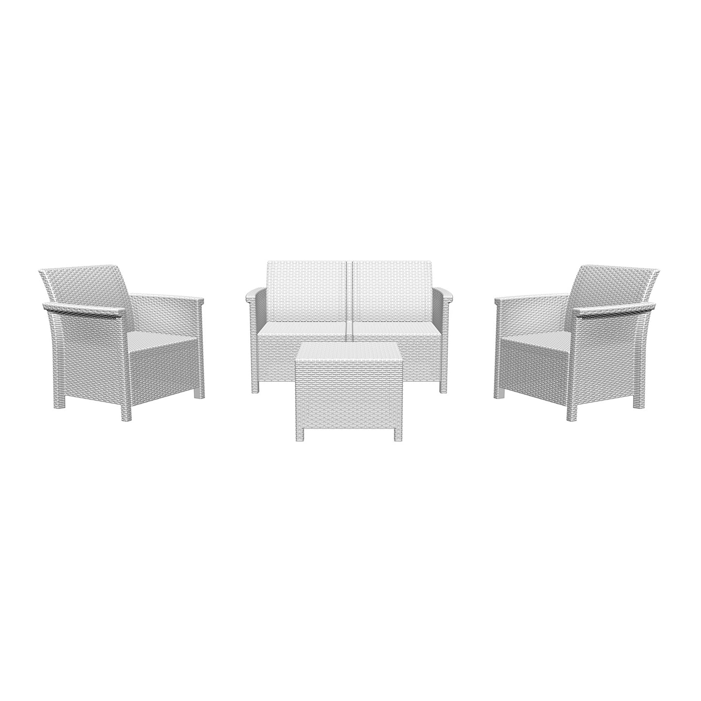 Set da giardino effetto rattan 2 poltrone divano e tavolino Dolcefarniente