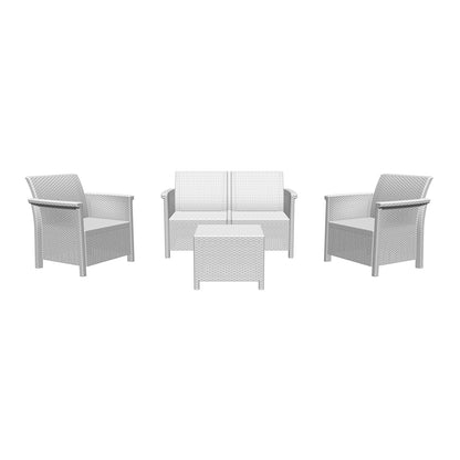 Set da giardino effetto rattan 2 poltrone divano e tavolino Dolcefarniente