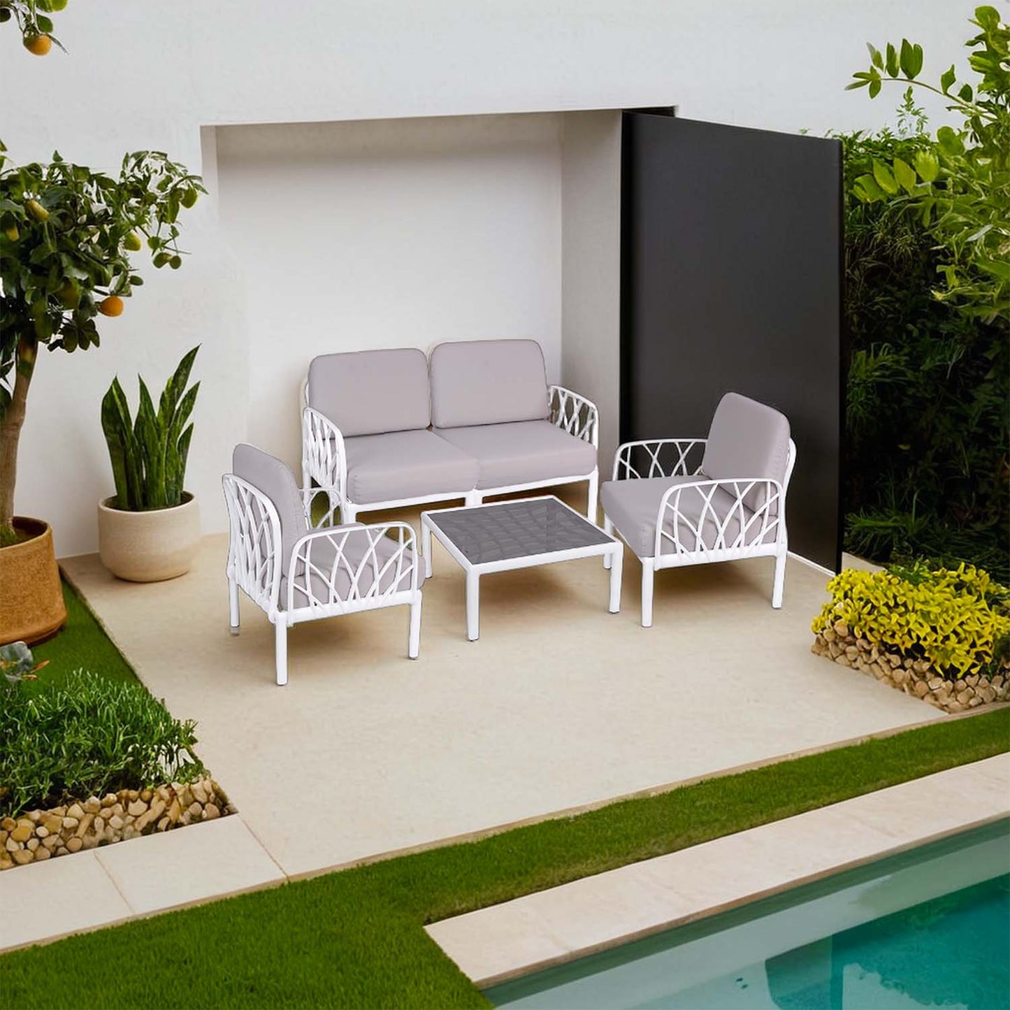 Set da esterno 2 poltrone divano e tavolino Garda