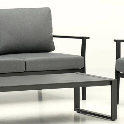 Set da giardino 4 pezzi in alluminio nero con cuscini Arenal