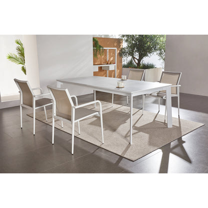 Set tavolo allungabile e 6 sedie bianco e grigio