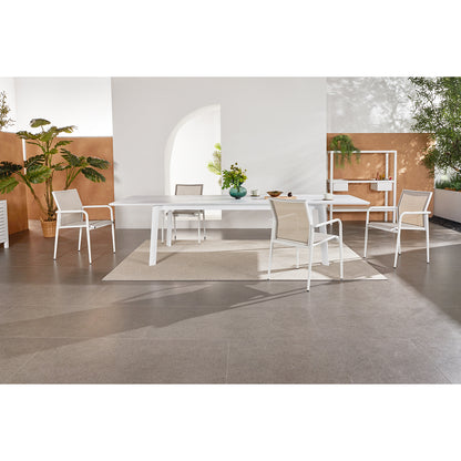 Set tavolo allungabile e 6 sedie bianco e grigio