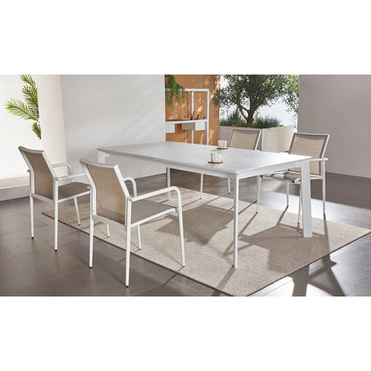 Set tavolo allungabile e 6 sedie bianco e grigio