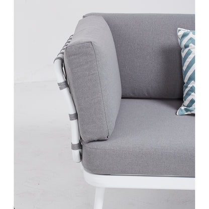 Set da giardino angolare con cuscini bianco e grigio Bodrum